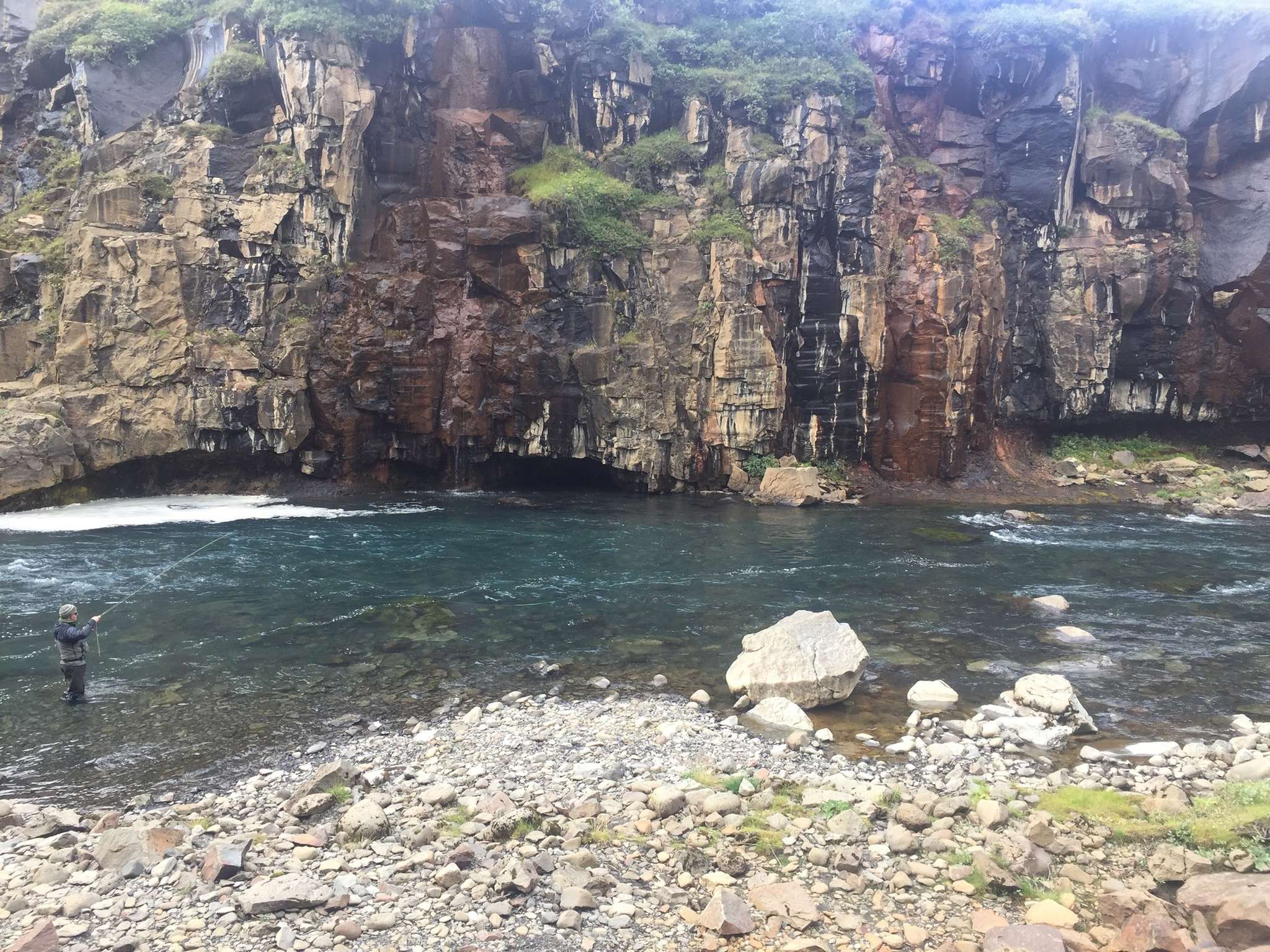 Veiðimaður kastar hitchi í Hofsá