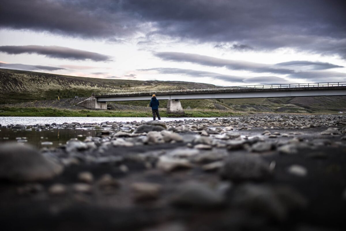 Veiðistöng í notkun við Hofsá