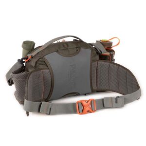 Fishpond elkhorn lumbar pack mittistaska fyrir fluguveiði séð á bakhlið töskunnar.